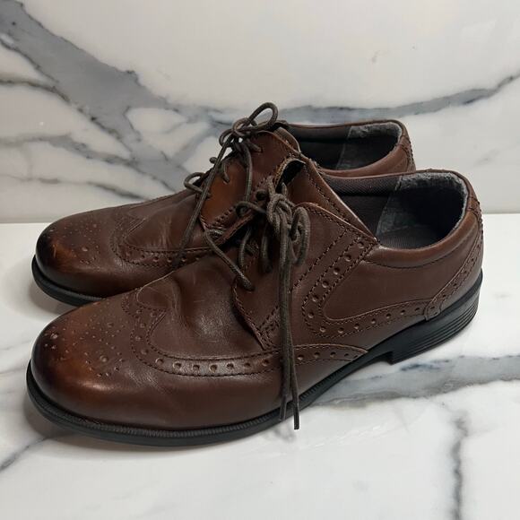Thom McAn Men\'s Classic Preppy Brown Leather Bismark Oxford Dress Shoes Sz 8.5